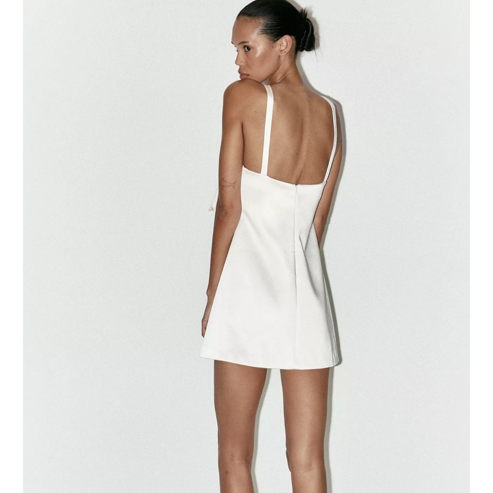 Zara Satin Bow Short Dress - Picture 5 of 8